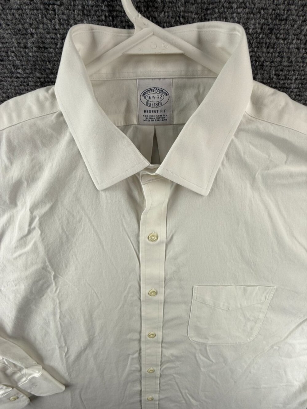 Brooks Brothers Cotton Spandex 16.5 32 Non-Iron Regent White Shirt Mens Solid